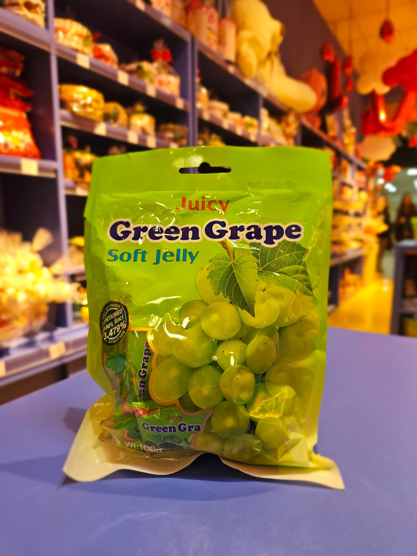 Juicy green grape soft jelly