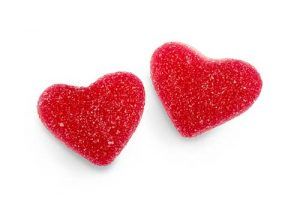 Sugared strawberry cream hearts